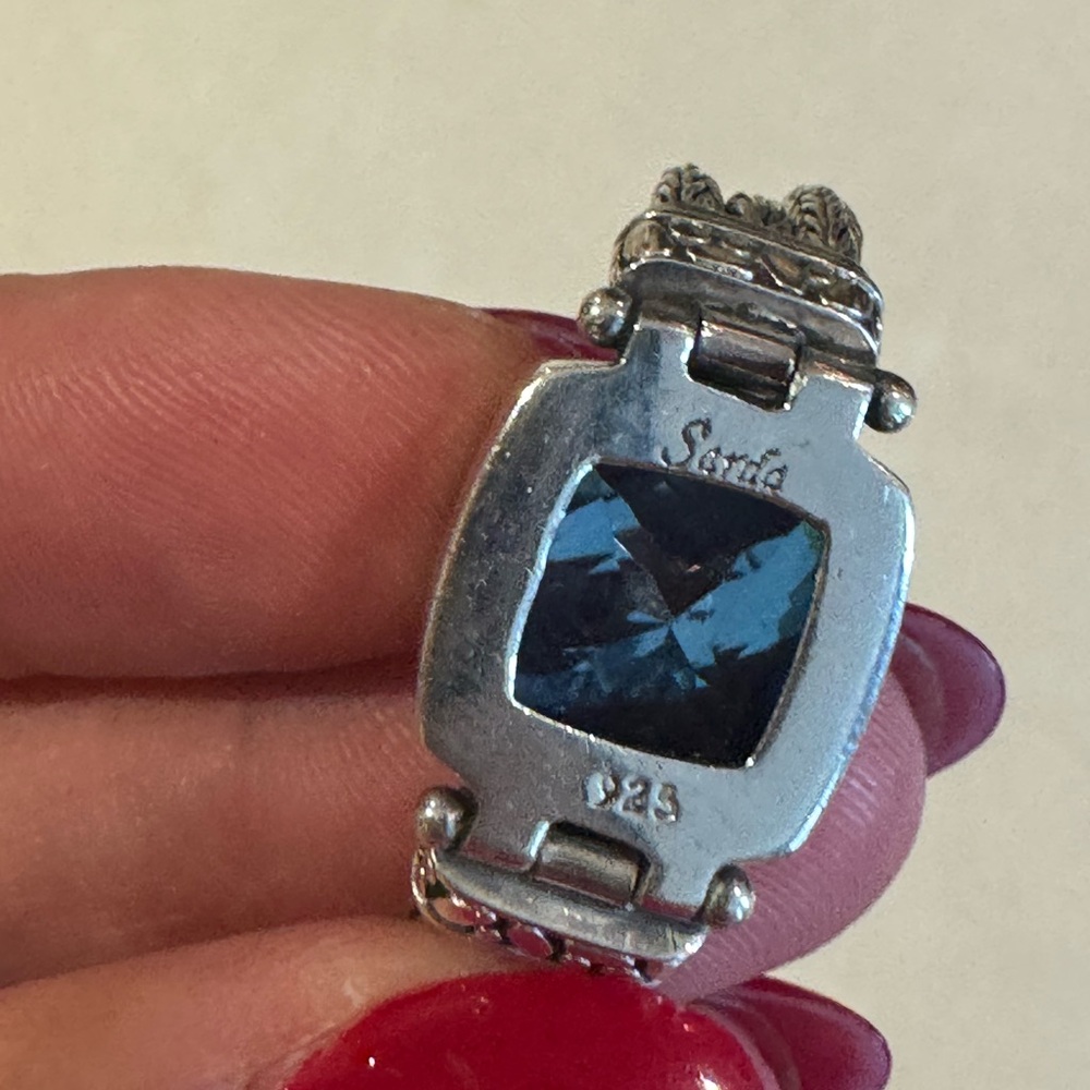 SARDA 925 Sterling Silver lab created Sapphire bracelet 28g - Picture 14 of 15